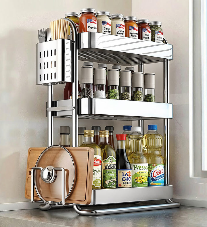 Joybos® Stainless Steel Kitchen Spice Rack Space-Saving Kitchen Shelf
