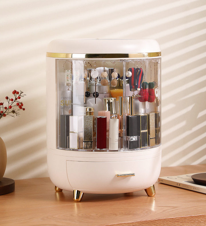 Joybos® Round Makeup Storage Organizer Box with Mirror Led Light