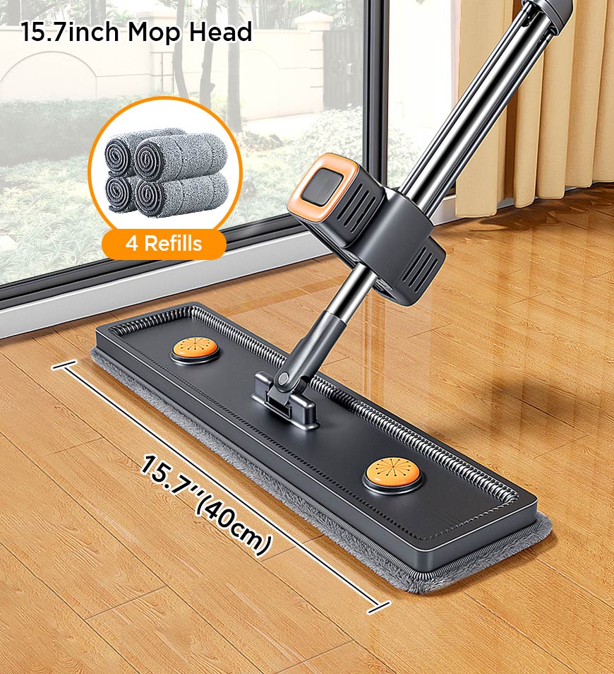 Joybos® Flat Mop and Collapsible Bucket With Wheels Z148