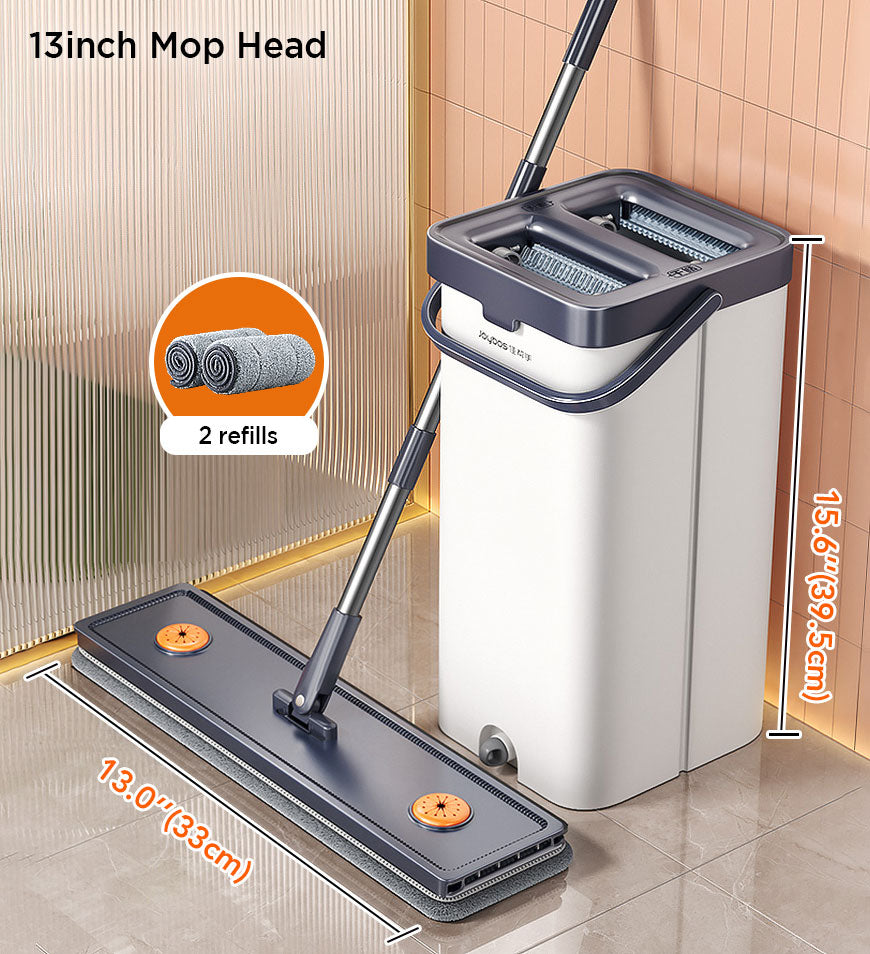 Joybos® Hands Free Flat Mop And Bucket Set With Wringer System Z87