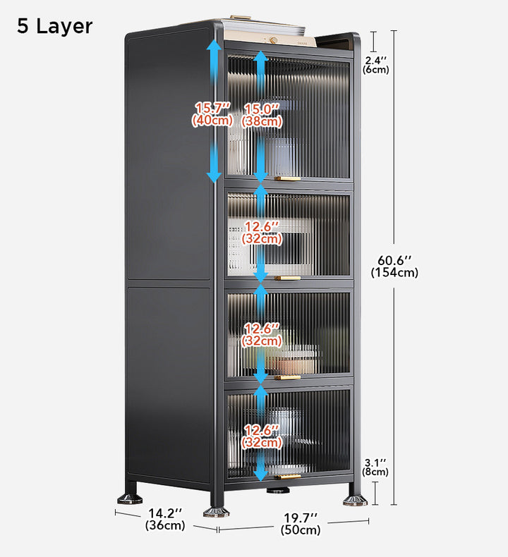 Joybos® 5 Tiers Narrow Multifunction Dustproof Metal Kitchen Storage C
