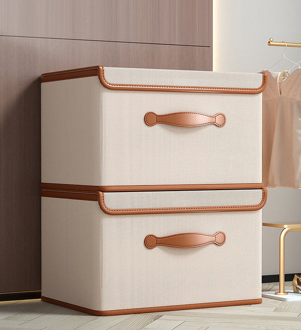 Joybos® Collapsible Storage Boxes with Lids and Leather Handle