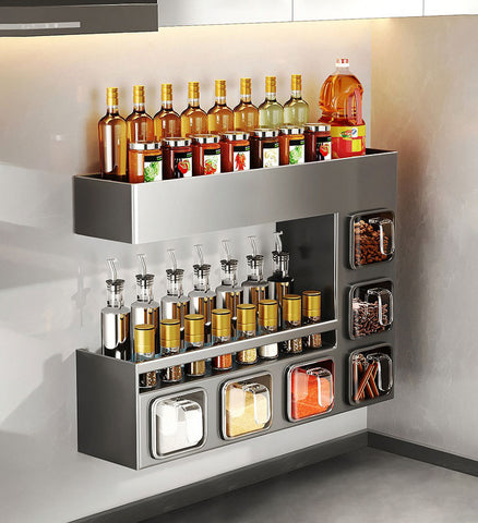 stainless steel spice rack for large bottles