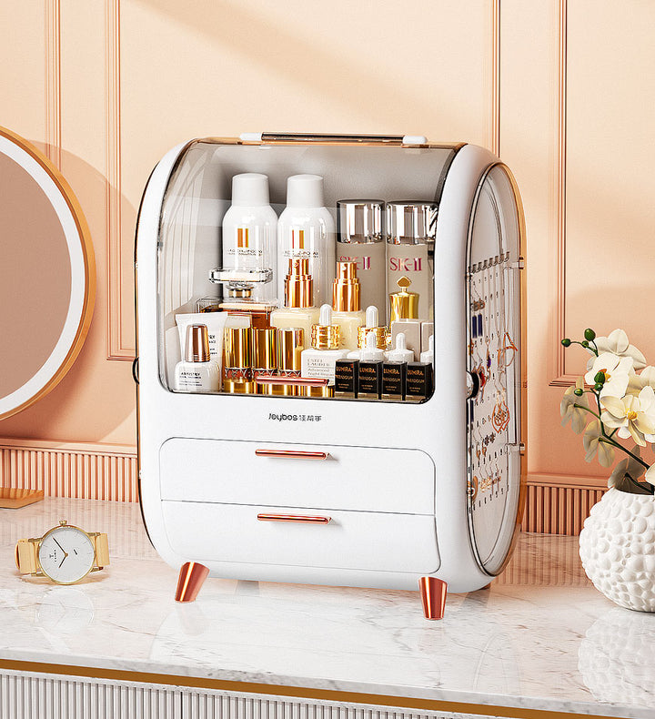  Jeezi Makeup Storage Box Countertop Organizer (White) : Beauty  & Personal Care