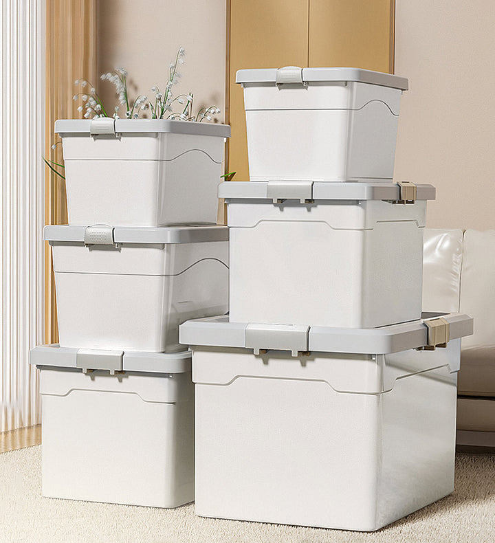 Joybos Durable Stackable Wheeled Storage Containers with Lids Z18, White / 30 GAL+20 Gal+15 Gal/kit