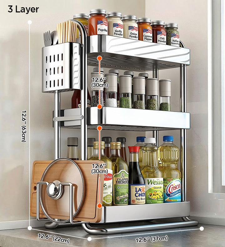 Joybos® Stainless Steel Kitchen Spice Rack Space-Saving Kitchen Shelf