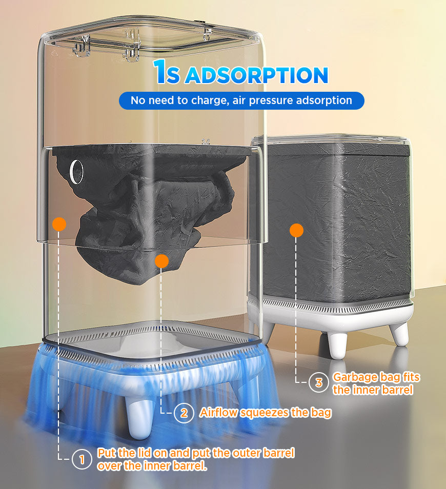 Joybos® 3.3 Gal Bathroom Press Trash Can Auto Adsorb Garbage Bag Z101