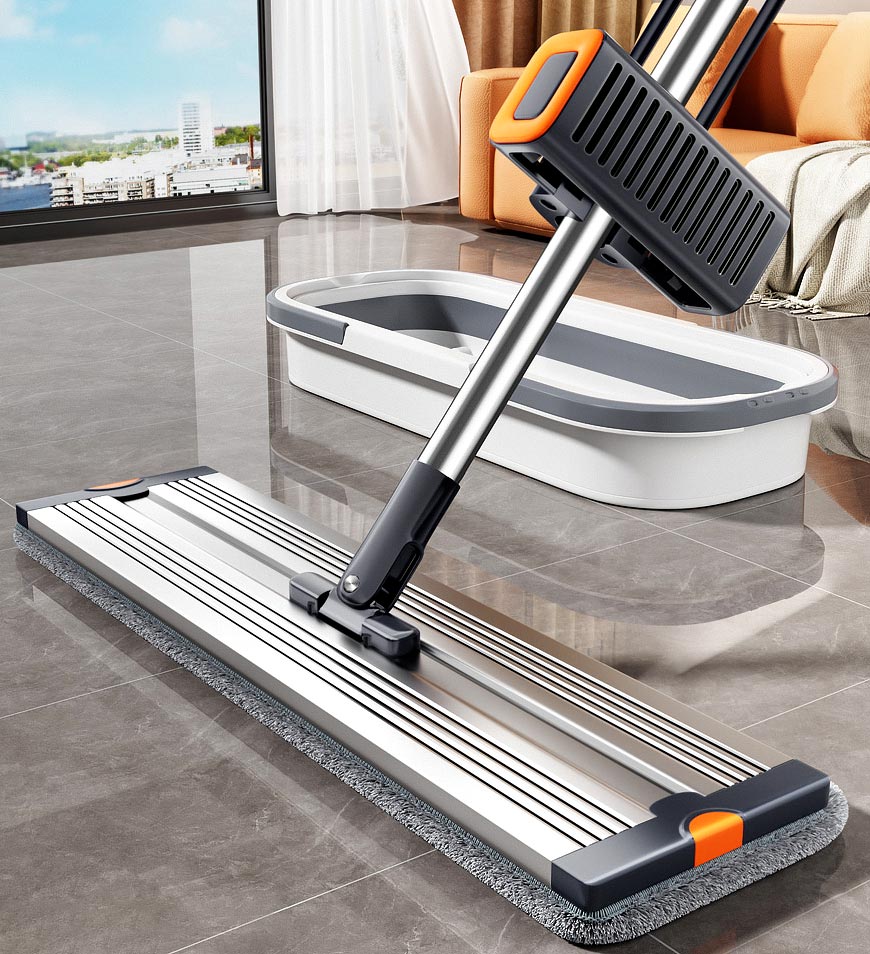 Joybos® Rotating Large Flat Mop Set With Dewatering Scraper Z147