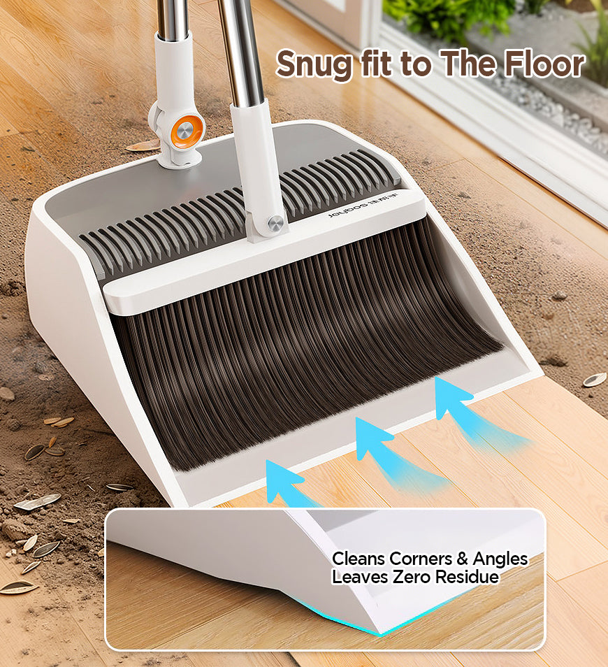 Joybos® Foldable Dustpan & Broom Set – Non-Stick Bristles with Hair Re