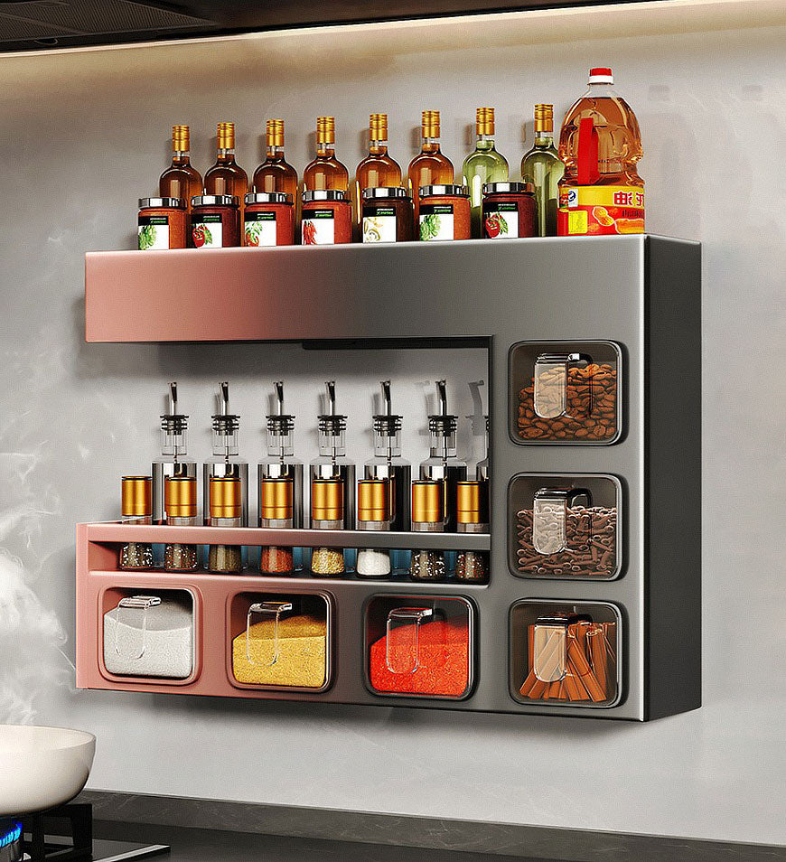 Joybos® Kitchen Multifunctional Wall-Mounted Metal Spice Rack With 6 S