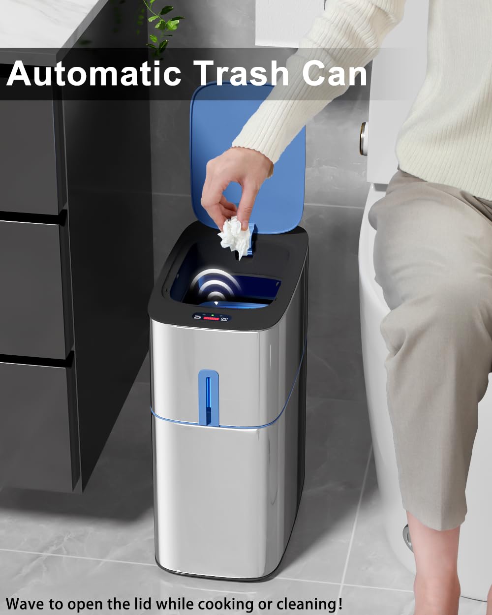 Joybos® Motion Sensor Stainless Steel Automatic Privacy Trash Can Z105