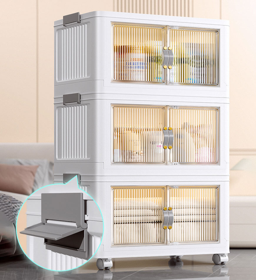 Joybos® Stackable Storage Bins with Lids and Doors