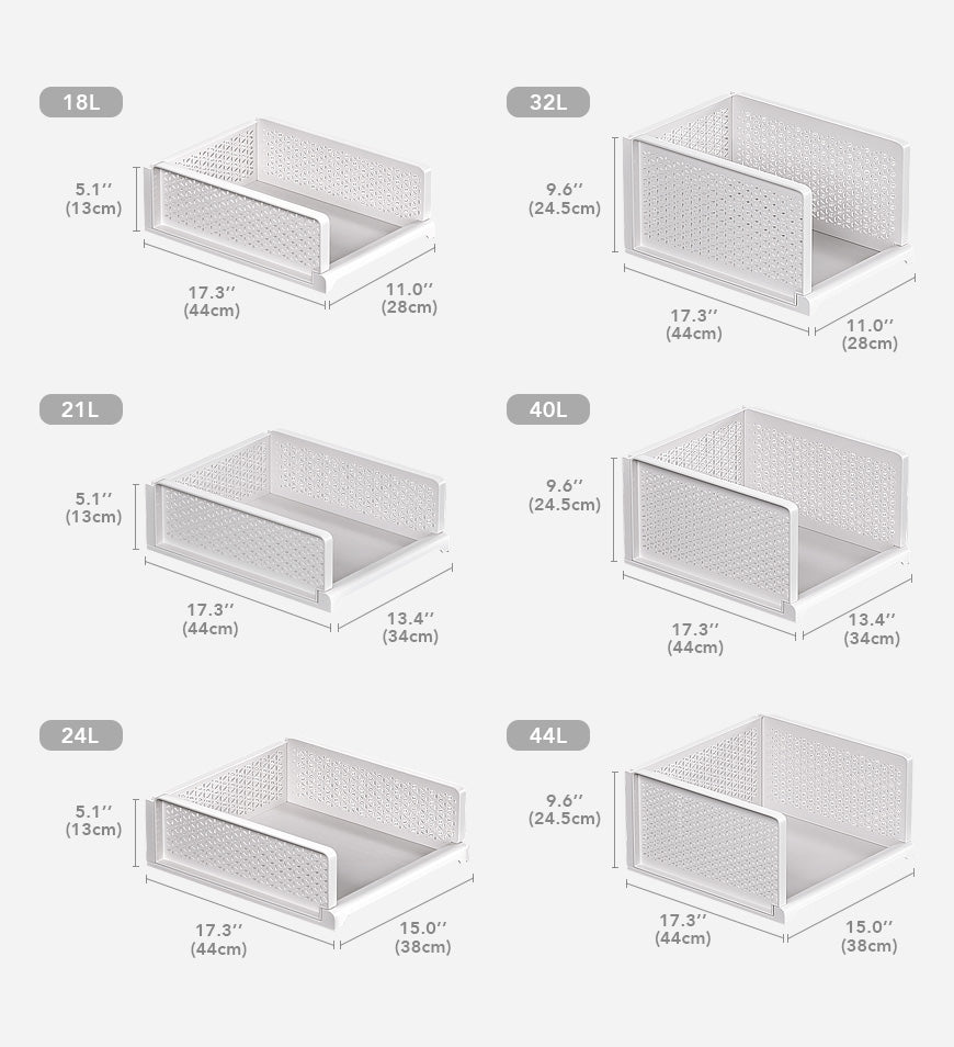 Panier De Rangement Empilable Sans Couvercle - Plastique Blanc, Multifonction (taille L)