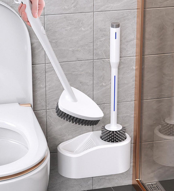 Joybos® Flat Silicone Dual Purpose Toilet Brush with Holders F54