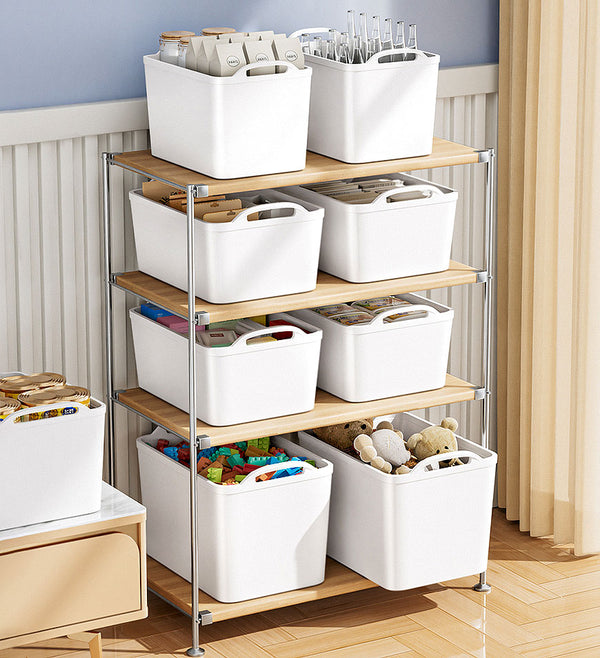Joybos®White Plastic Storage Bins With Lids (2 Pcs)