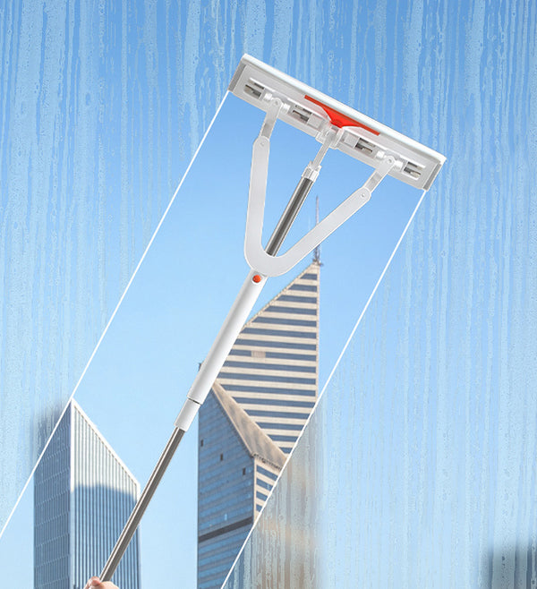 Divyog Glass Wiper Window Cleaner Mop | Long Handle Double Side Design  Kitchen Bathroom Tool