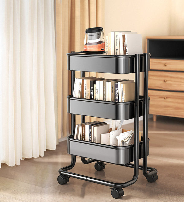 Joybos® Storage Cart in Carbon Steel for Kitchen or Laundry Room with Casters F209
