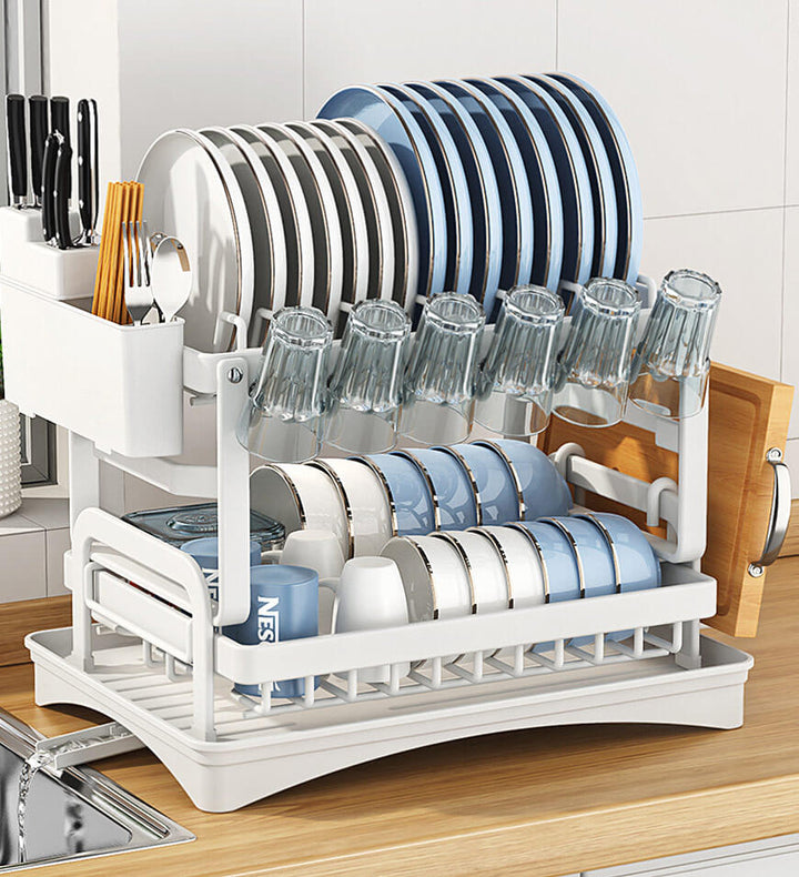 Godboat Dish Drying Rack with Drainboard, 2-Tier Dish Racks for